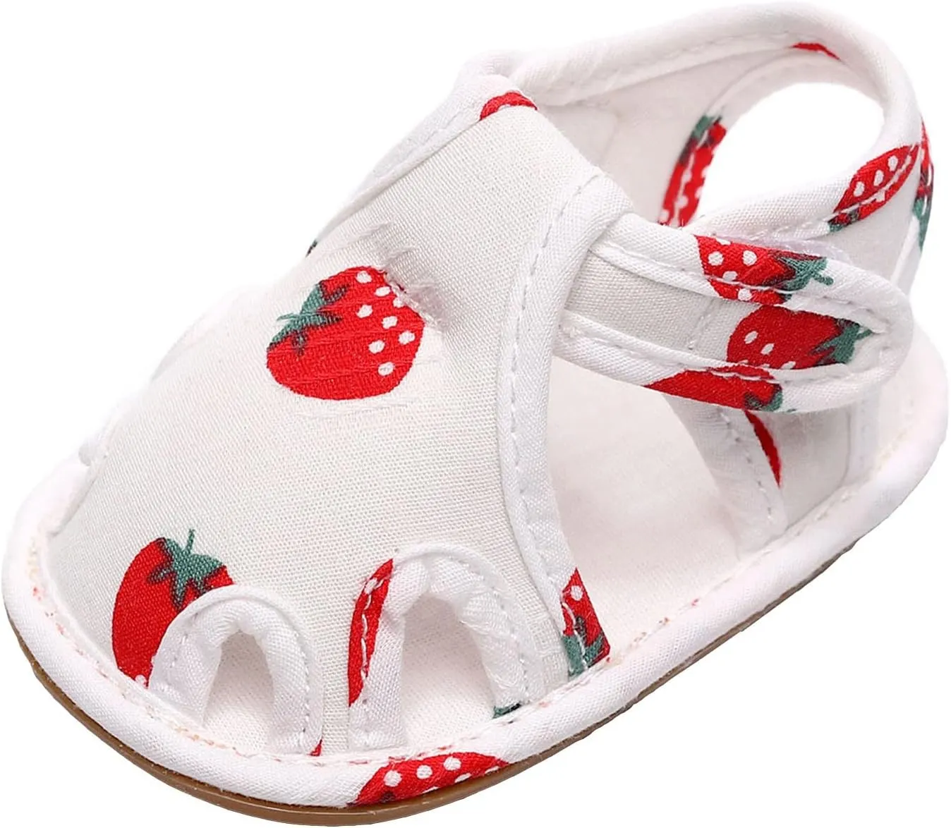 Infant Toddler Shoes Soft Sole Non Slip Toddler Floor Shoes Fruit Strawberry Print Rose Gold Sandals for Girls