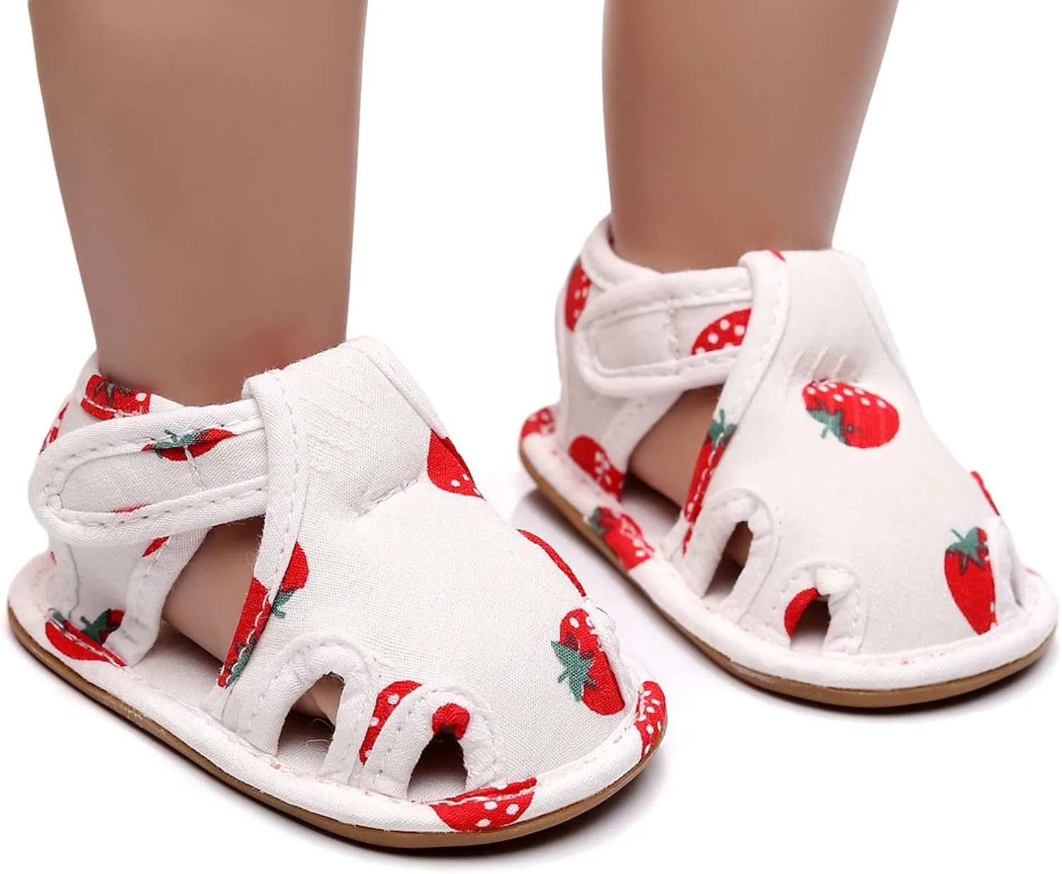 Infant Toddler Shoes Soft Sole Non Slip Toddler Floor Shoes Fruit Strawberry Print Rose Gold Sandals for Girls