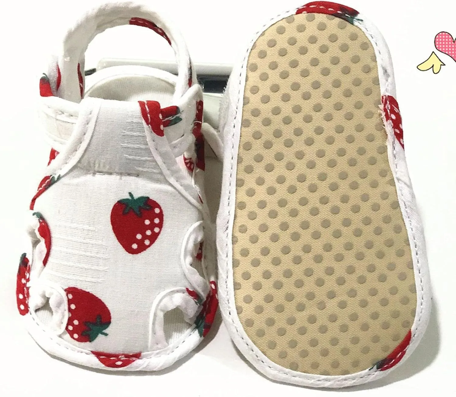 Infant Toddler Shoes Soft Sole Non Slip Toddler Floor Shoes Fruit Strawberry Print Rose Gold Sandals for Girls