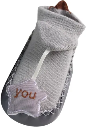 Infant Toddler Shoes Soft Sole Toddler Shoes Star Decoration Non Slip Breathable Socks Infant Dress (Grey, 6 Months)