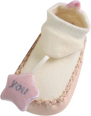 Infant Toddler Shoes Soft Sole Toddler Shoes Star Decoration Non Slip Breathable Socks Toddler Jelly (Beige, 0 Month)