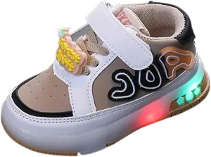 Infant Toddler Sneakers for Boys Girls Light Up Breathable Lightweight Soft Sole Casual Kids Big Girl Shoe Size 2
