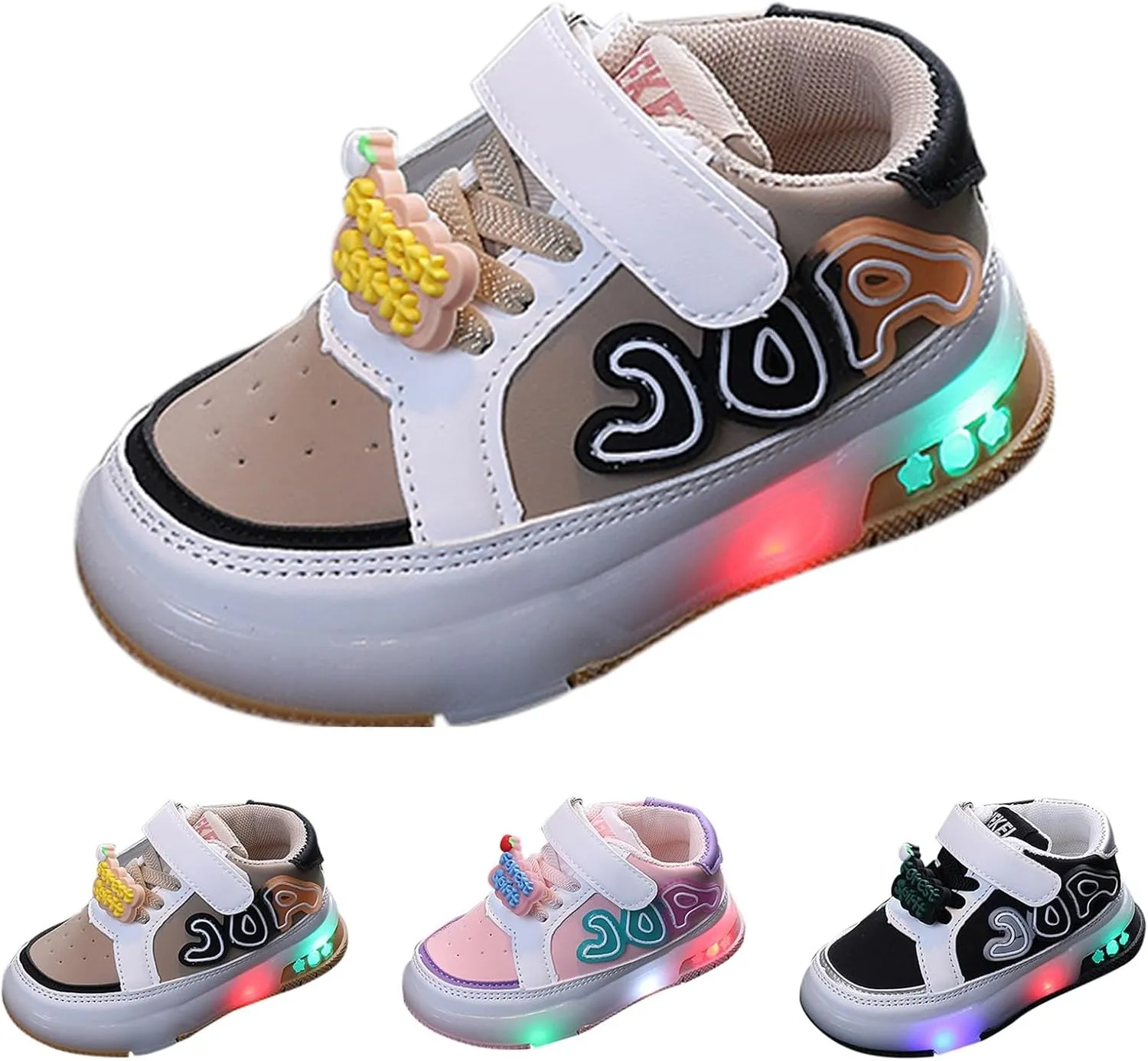 Infant Toddler Sneakers for Boys Girls Light Up Breathable Lightweight Soft Sole Casual Kids Big Girl Shoe Size 2