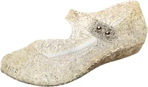 Jelly Sandals for Girls Kids Princess Glitter Mary Jane Shoes Summer Casual Wedding Dance Party Wedge Dress Sandal