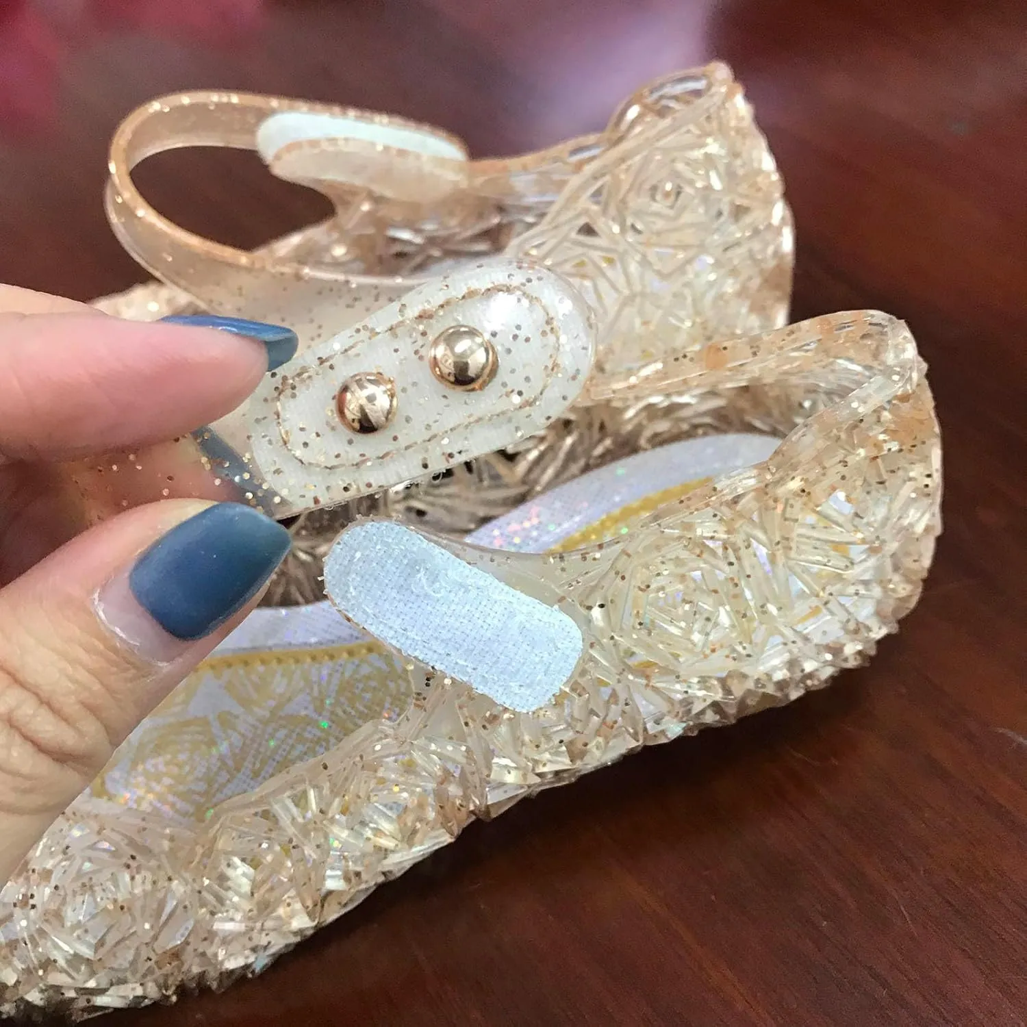 Jelly Sandals for Girls Kids Princess Glitter Mary Jane Shoes Summer Casual Wedding Dance Party Wedge Dress Sandal