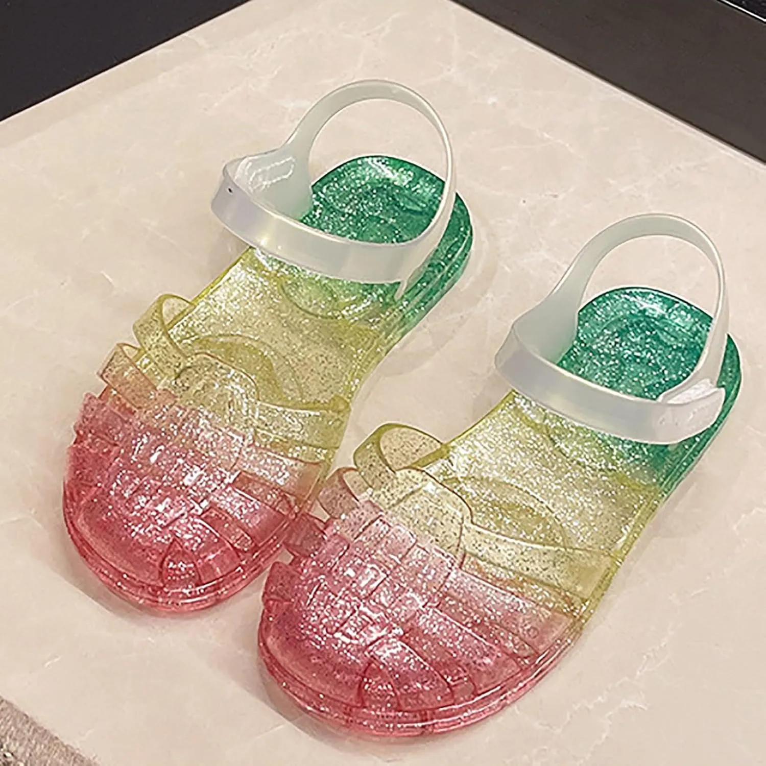 Jelly Sandals for Girls Kids Toddler Princess Dress Up Flat Colorful Mary Jane Shoes Rainbow Summer Casual Sandal