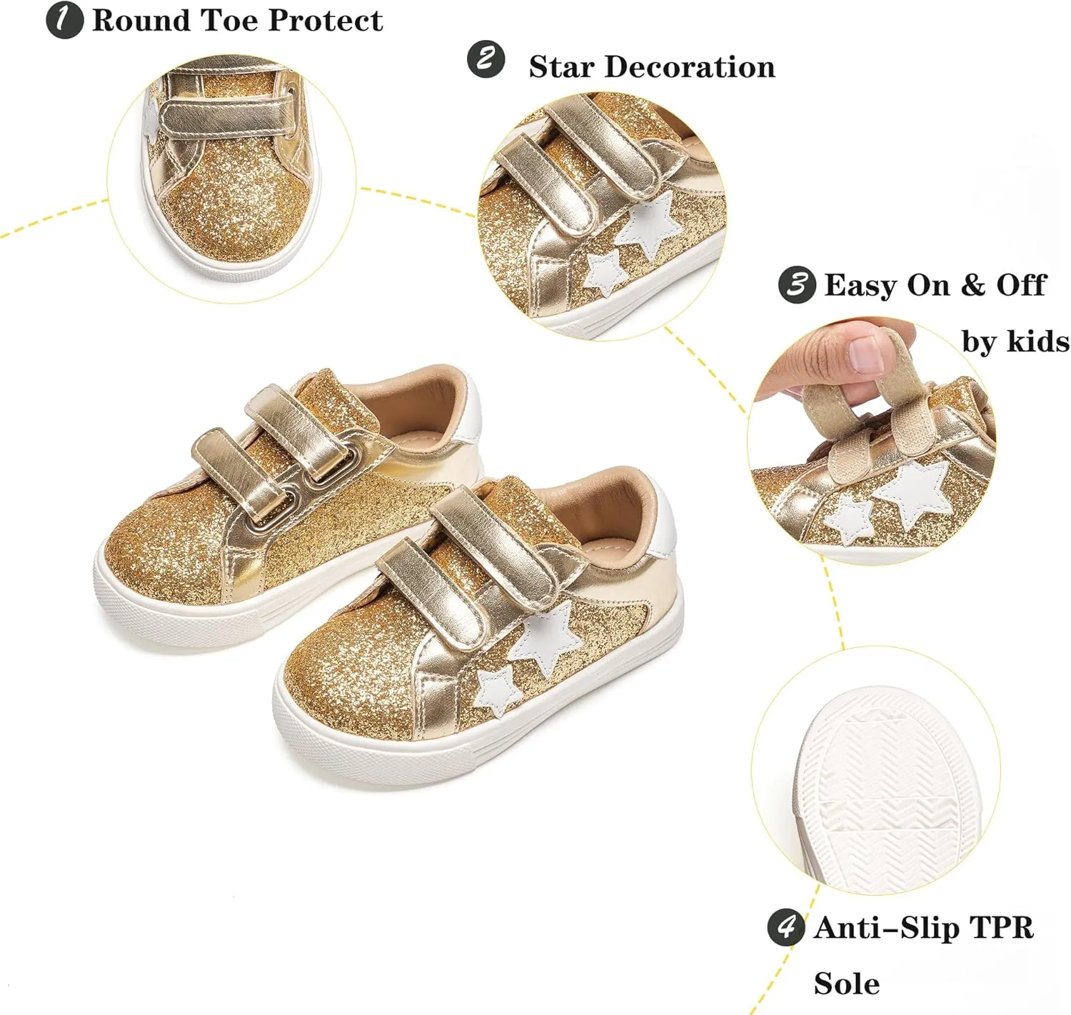 Kiderence Toddler Girls Sneakers Little Girls Running Sports Shoes(Toddler/Little Kids)