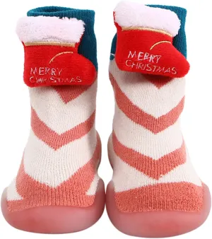 Kids Baby Boys Girls Shoes Socks Cartoon Warm Knit Soft Sole Rubber Shoes Socks Slipper Stocking Toddler Thermal Socks