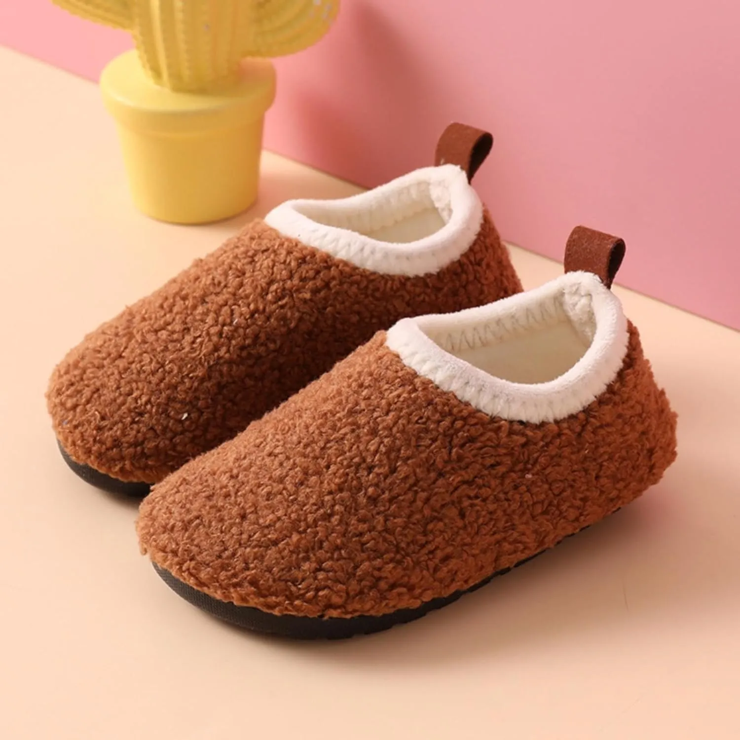 Kids Boys Girls Slippers House Booties Winter Indoor Warm Shoes Non Slip Sole Slippers Soft Plush Furry House Slip
