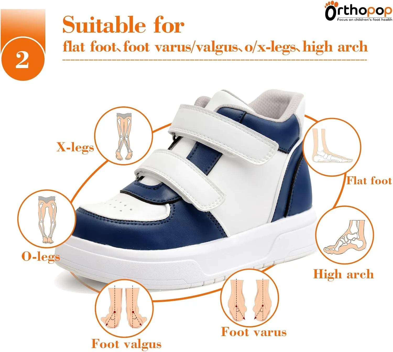 Kids Orthopedic Thick Sole Shoes with Ankle and Arch Support for Boys and Girls