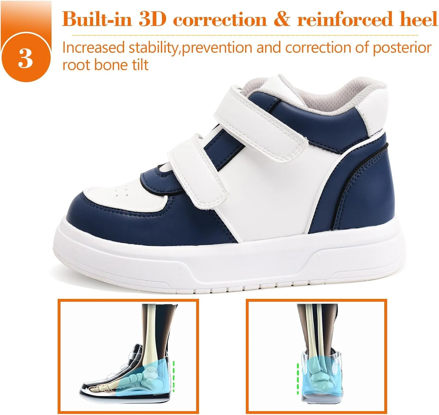 Kids Orthopedic Thick Sole Shoes with Ankle and Arch Support for Boys and Girls
