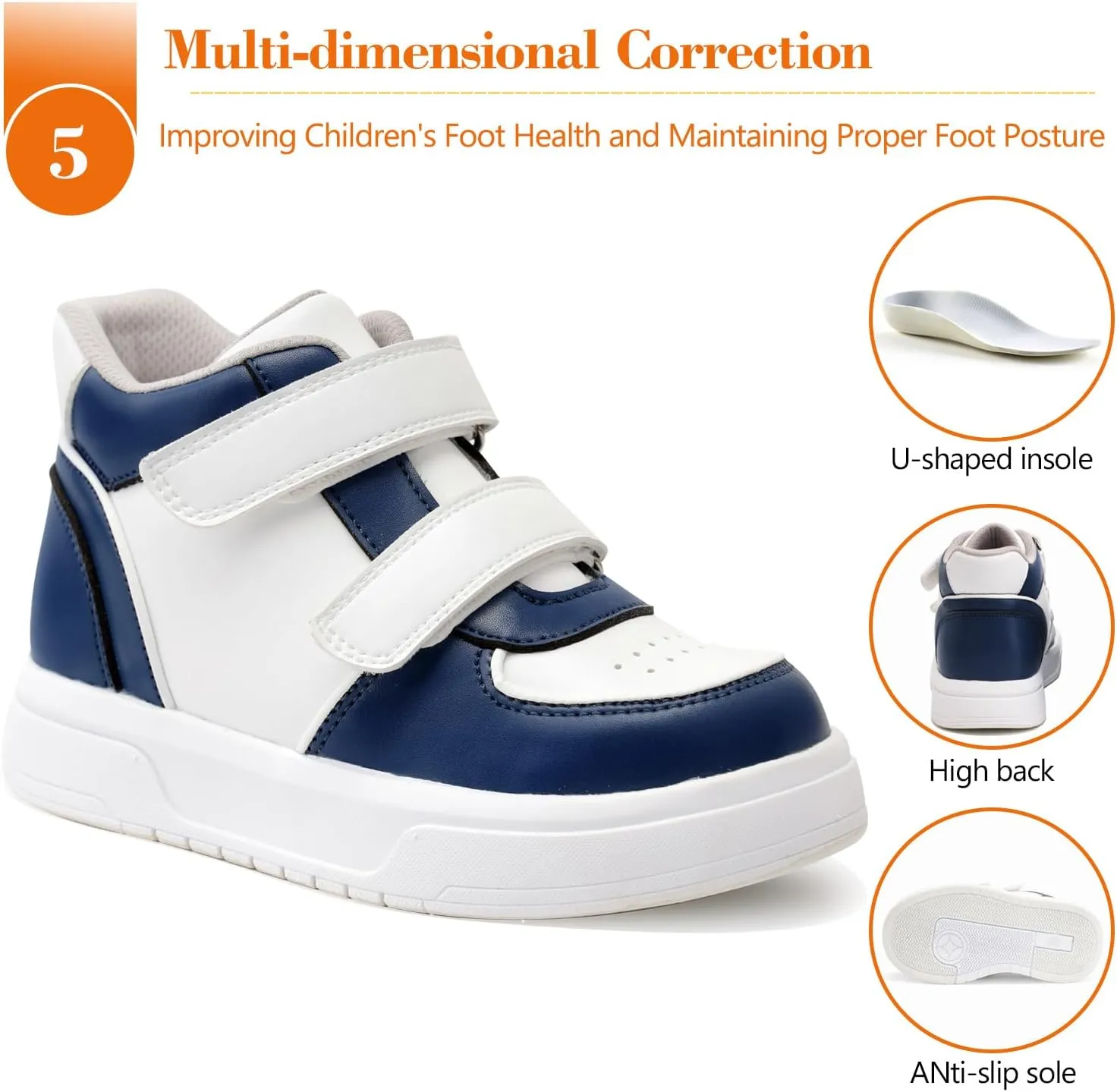 Kids Orthopedic Thick Sole Shoes with Ankle and Arch Support for Boys and Girls