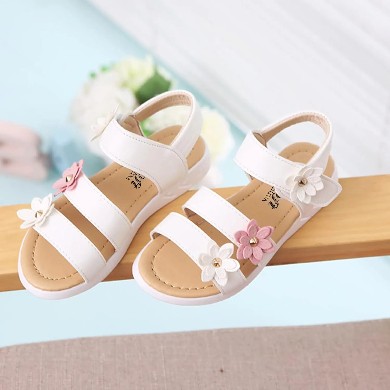 Kids Sandals Girls Toddler Girls Shoes Non-Slip Sandals Kids Rubber Baby Sandals Flower Baby Shoes