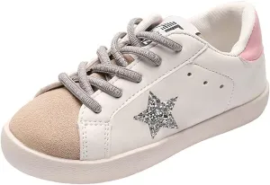 Kids Sparkle Star Sneakers Casual Sports Running Shoes for Girls Boys