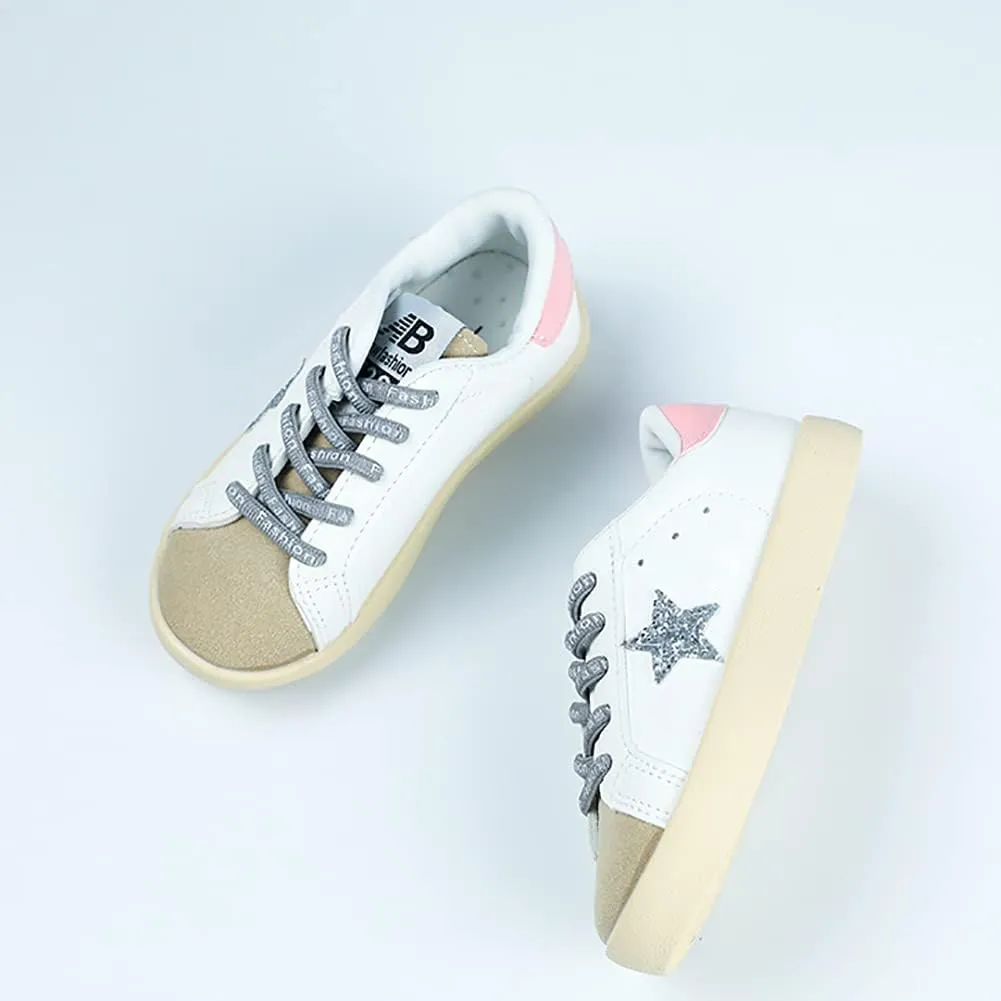 Kids Sparkle Star Sneakers Casual Sports Running Shoes for Girls Boys
