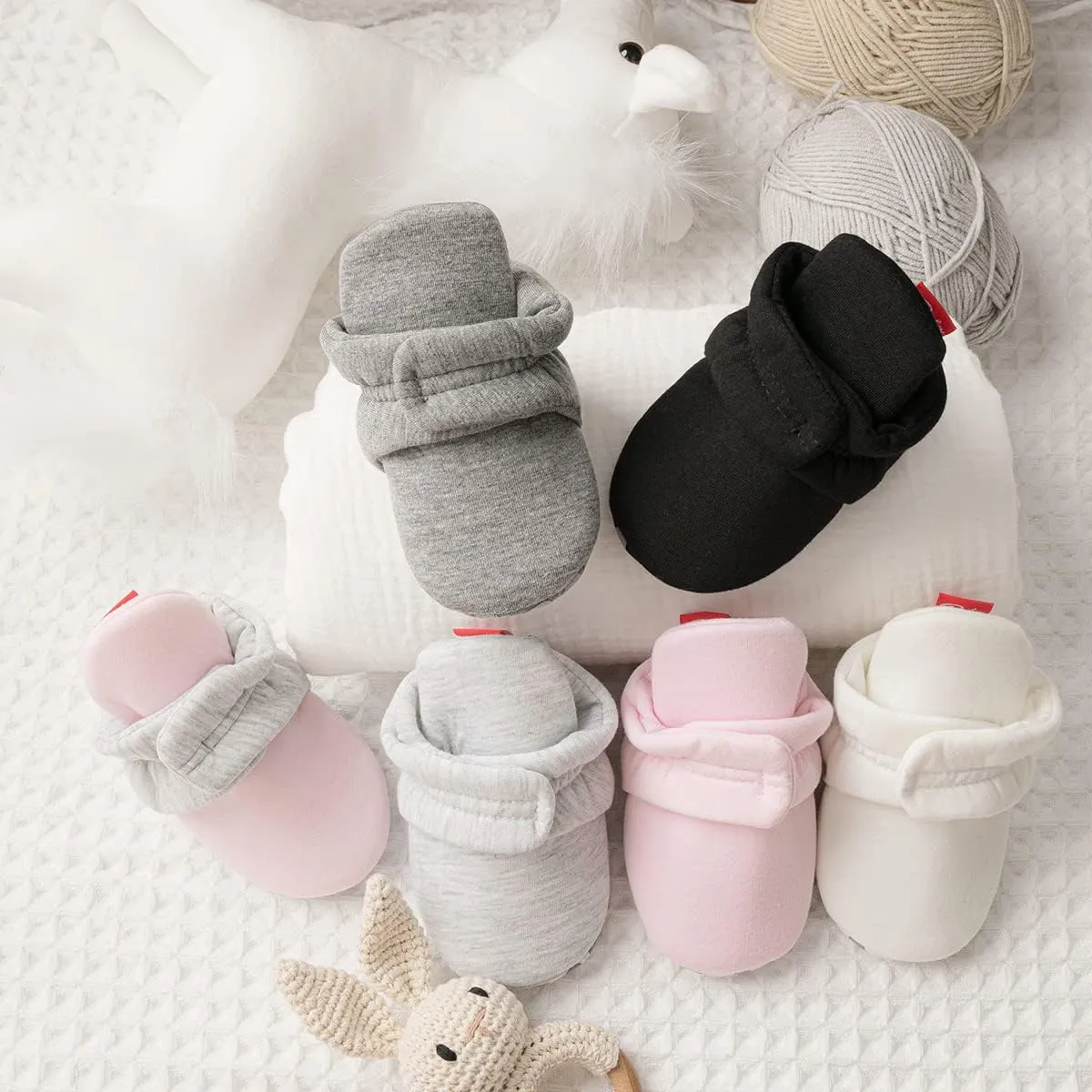KIDSUN Newborn Infant Baby Boys Girls Fleece Booties Stay On Socks Soft Shoes Non Skid Winter Warm Christmas Slippers