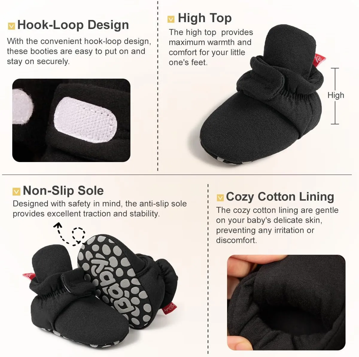 KIDSUN Newborn Infant Baby Boys Girls Fleece Booties Stay On Socks Soft Shoes Non Skid Winter Warm Christmas Slippers