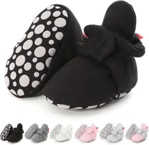 KIDSUN Newborn Infant Baby Boys Girls Fleece Booties Stay On Socks Soft Shoes Non Skid Winter Warm Christmas Slippers