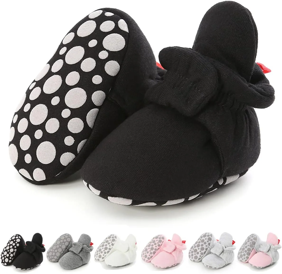 KIDSUN Newborn Infant Baby Boys Girls Fleece Booties Stay On Socks Soft Shoes Non Skid Winter Warm Christmas Slippers