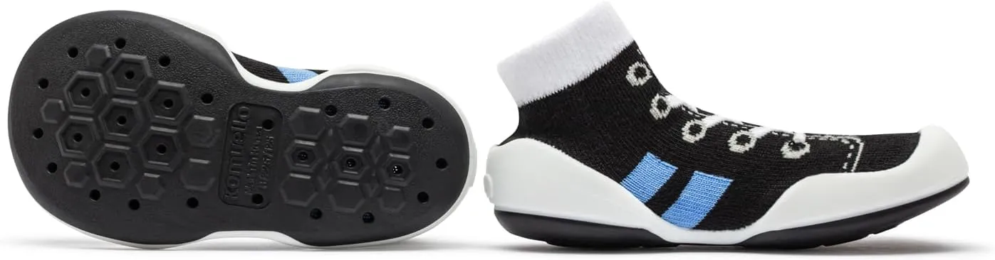 Komuello Baby and Toddler Shoes, Pull Up First Walker, Non Slip Bottom, Soft Cotton, Premium Sock Shoes - Walker