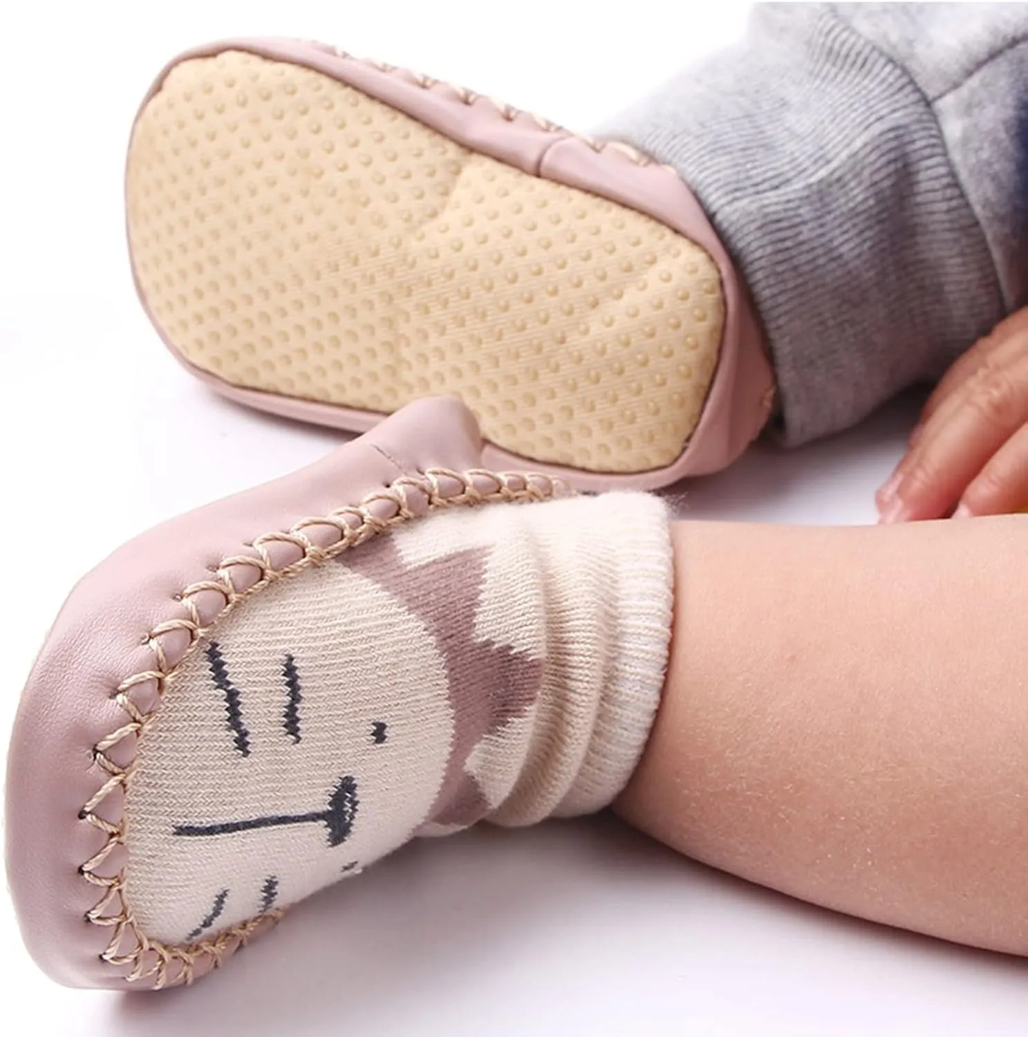 Korean Version Infant Low Top Toddler Shoes And Socks Children's Baby Floor Boat Socks Slipper Hole Bow Girls Toe Socks