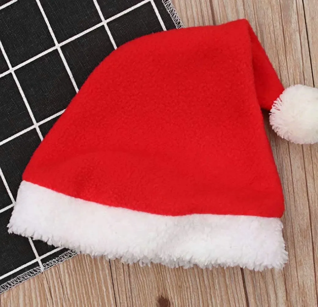 LOTUCY Unisex Baby 4 Pcs Warm Infant Baby Christmas Santa Claus Fleece Tops Coat  Pants  Hat Shoes Infant New Year Clothes