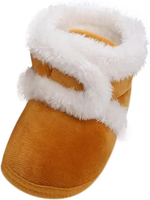 Newborn Baby Boots Ankle Snow Booties Cozy Fleece Socks Shoes with Grippers Stay On Slipper Infant Toddler Crib Shoes