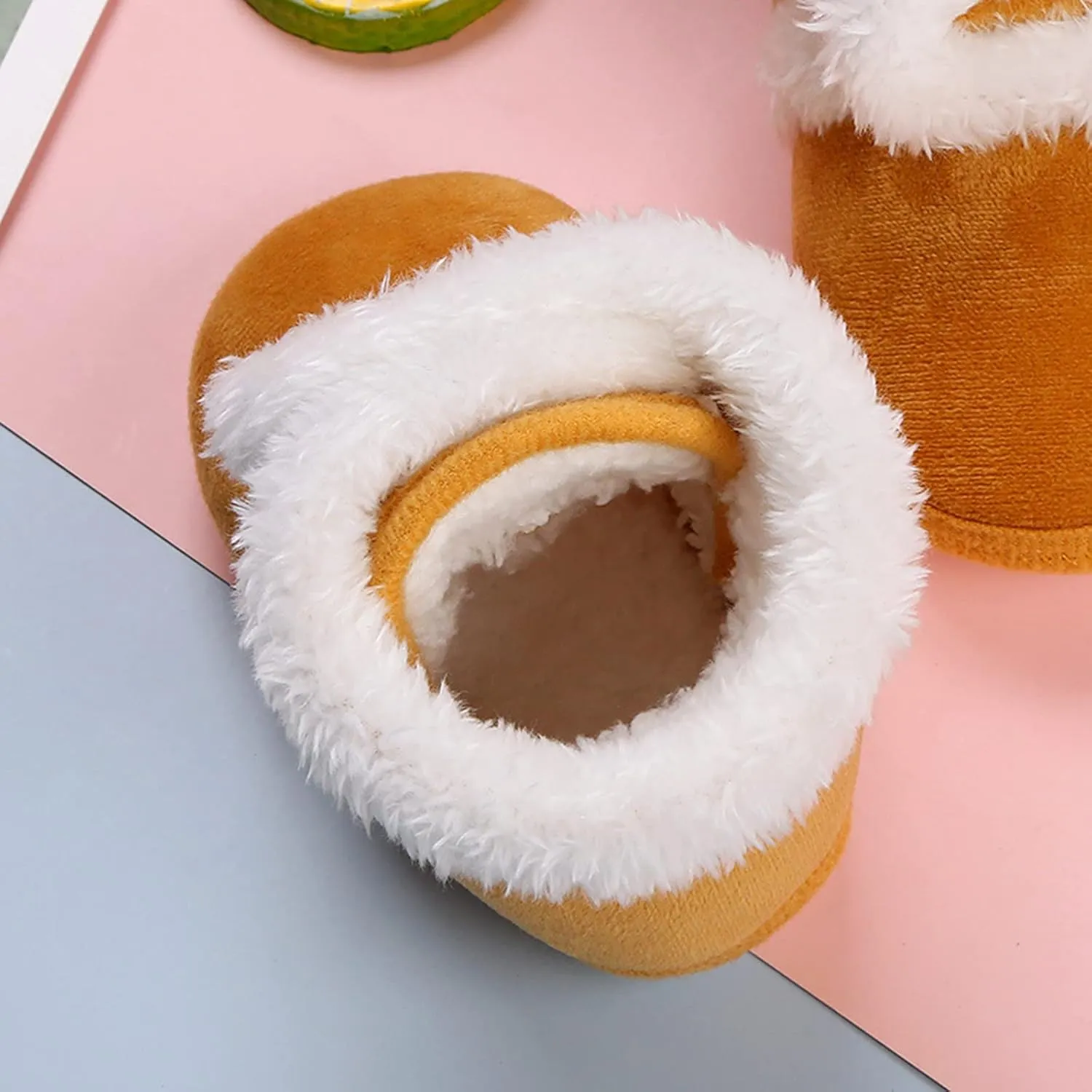 Newborn Baby Boots Ankle Snow Booties Cozy Fleece Socks Shoes with Grippers Stay On Slipper Infant Toddler Crib Shoes