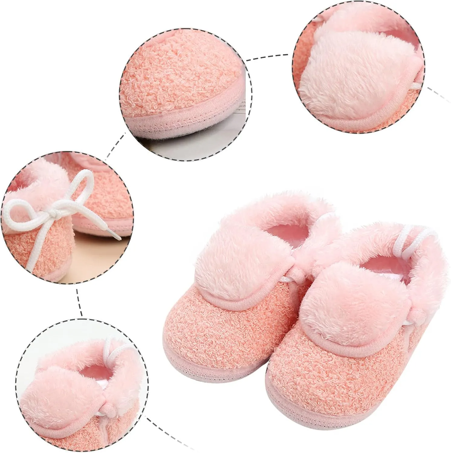 Newborn Baby Cozy Fleece Booties with Grippers Winter Slippers Socks Soft Sole Stay On Infant First Crib Shoes