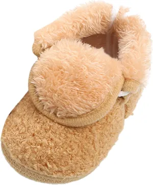 Newborn Baby Cozy Fleece Booties with Grippers Winter Slippers Socks Soft Sole Stay On Infant First Crib Shoes