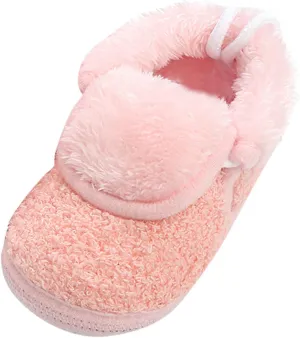 Newborn Baby Cozy Fleece Booties with Grippers Winter Slippers Socks Soft Sole Stay On Infant First Crib Shoes