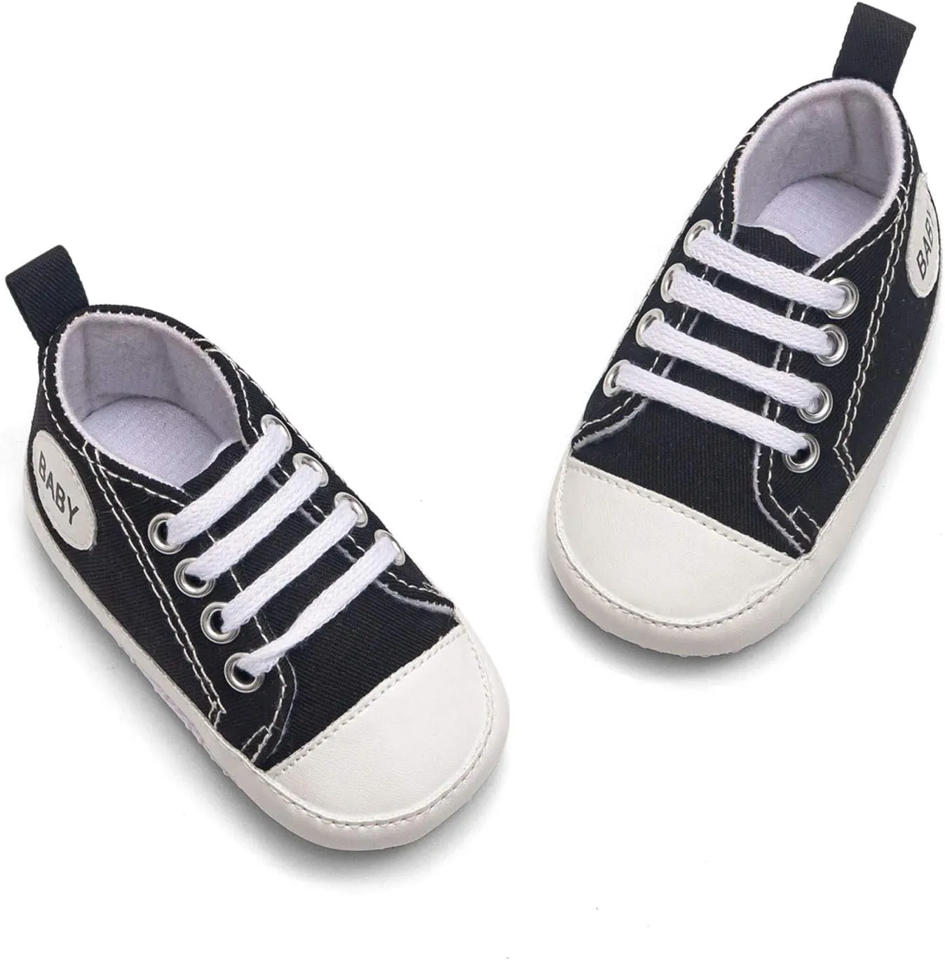 Newborn Baby Girls Boys Sneakers Soft Sole High-Top Ankle Canvas Shoes Infant First Walkers Slip on Crib Shoes