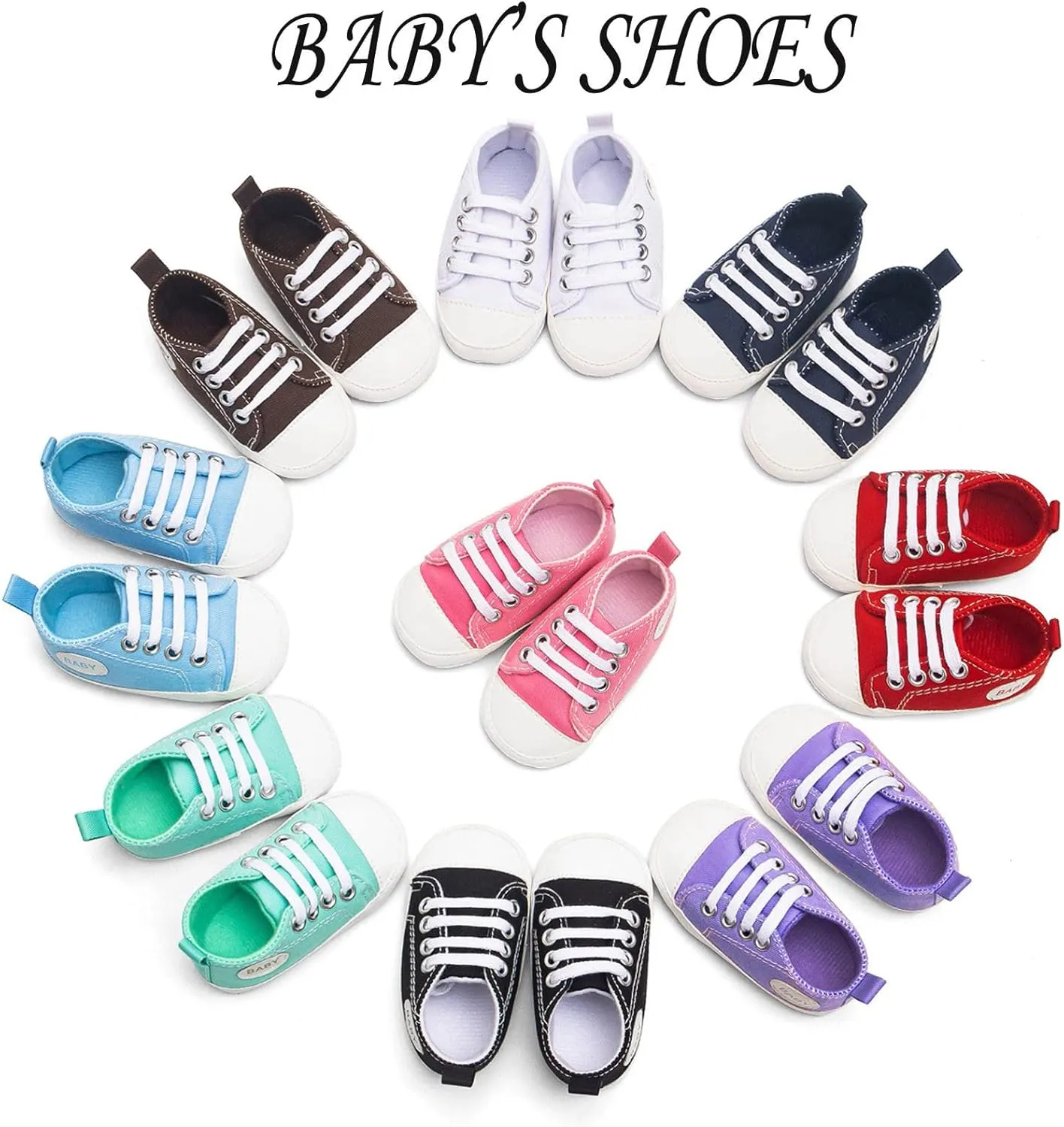 Newborn Baby Girls Boys Sneakers Soft Sole High-Top Ankle Canvas Shoes Infant First Walkers Slip on Crib Shoes