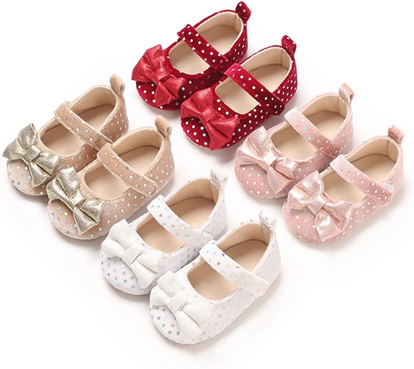 Newborn Baby Girls Dress Shoes Infant Bowknot Soft Sole Mary Jane Premium Lightweight Soft Sole Toddler