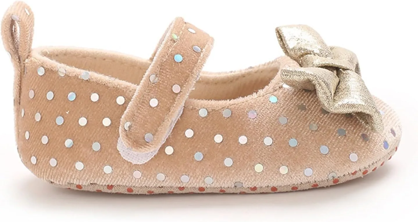Newborn Baby Girls Dress Shoes Infant Bowknot Soft Sole Mary Jane Premium Lightweight Soft Sole Toddler