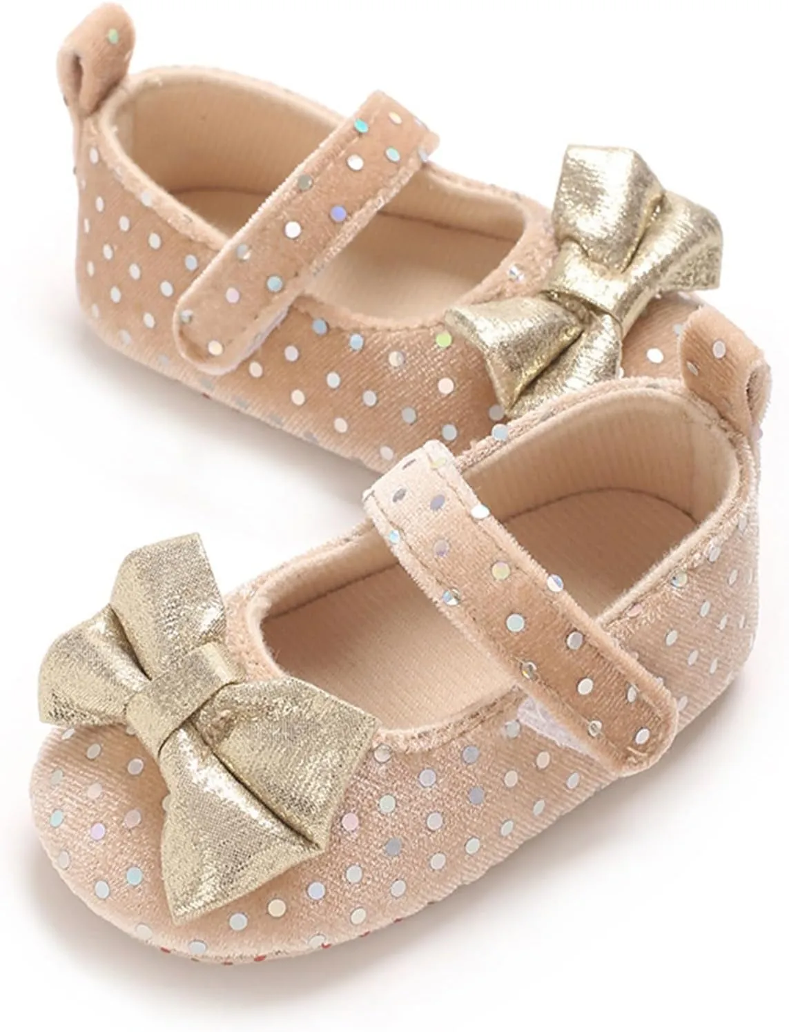 Newborn Baby Girls Dress Shoes Infant Bowknot Soft Sole Mary Jane Premium Lightweight Soft Sole Toddler