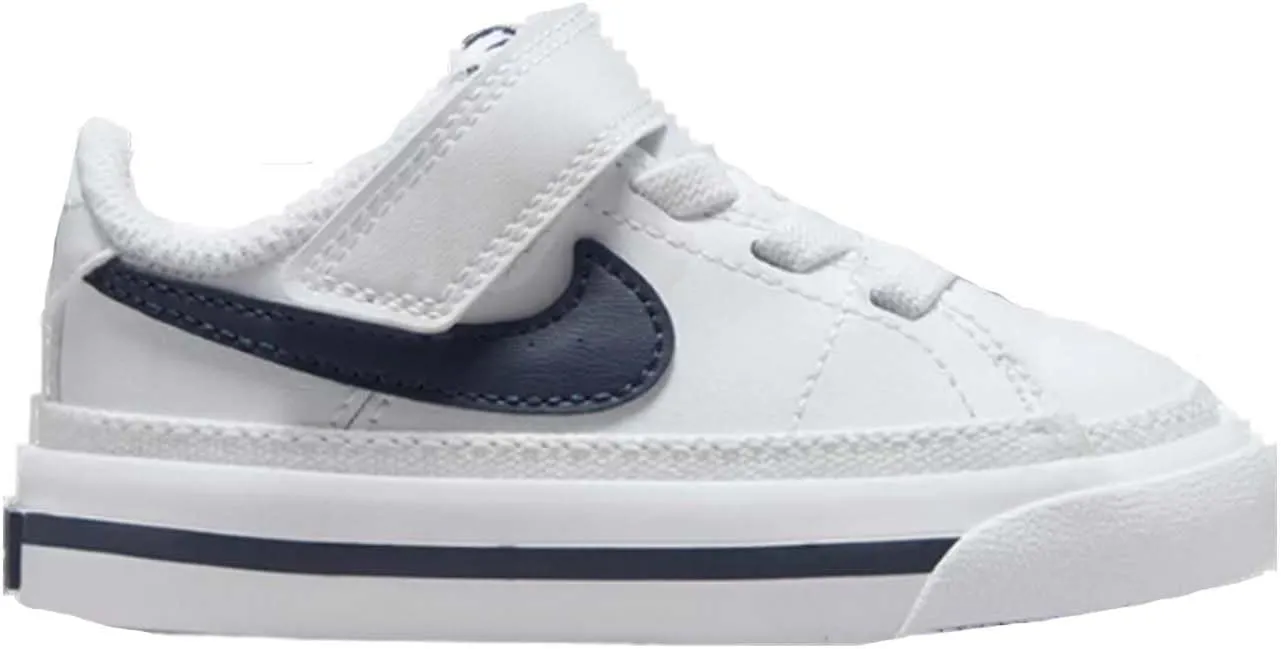 Nike Court Legacy Baby/Toddler Shoes (DA5382-125, White/Midnight Navy) Size 4