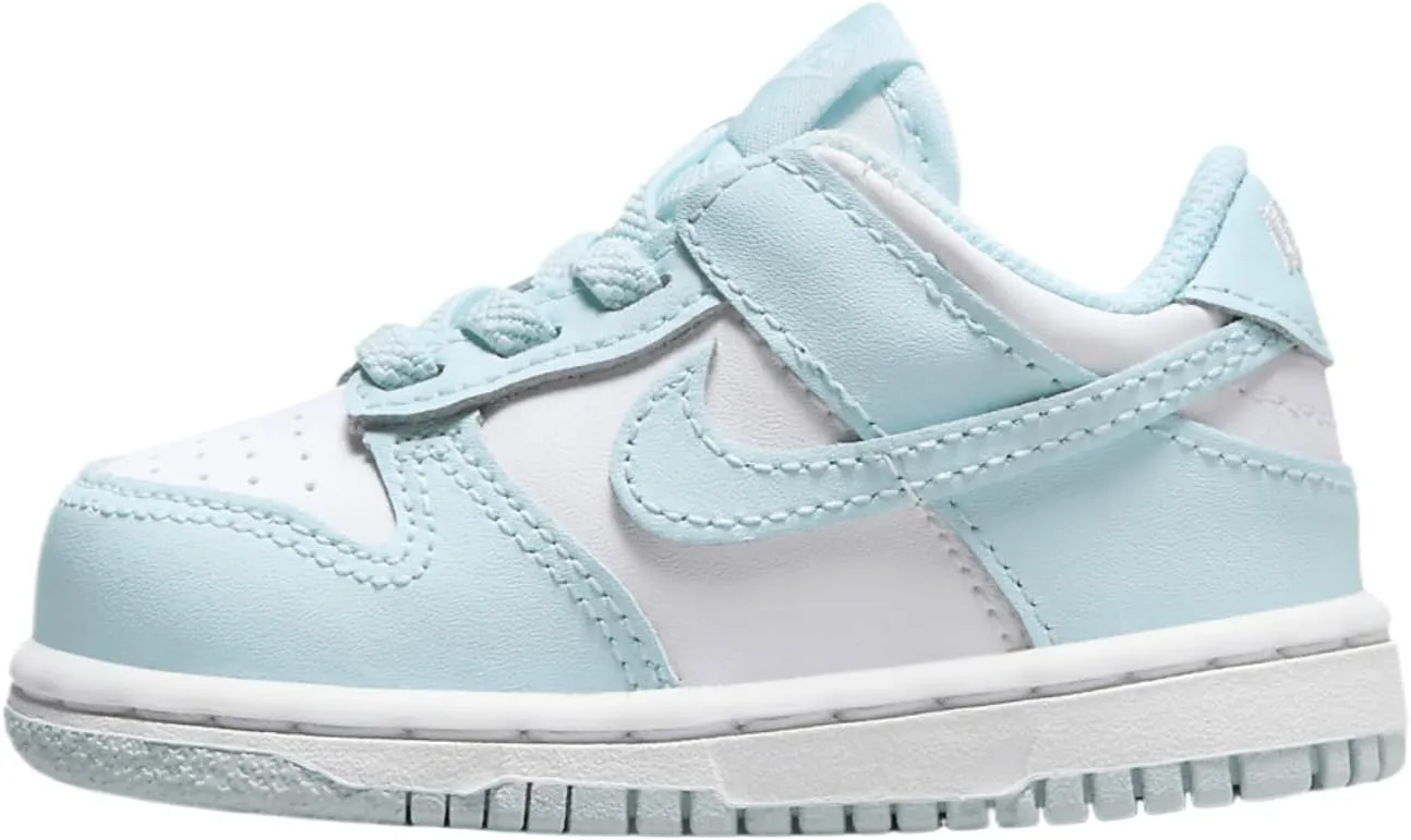 Nike Dunk Low Baby/Toddler Shoes (FB9107-105, White/Glacier Blue) Size 5