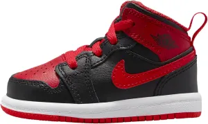 NIKE Jordan 1 MID (TD) Toddler DQ8425-060 (Black/FIRE RED-White), Size 3
