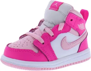 Nike Toddler Jordan 1 Mid White/Medium Soft Pink (FD8782 116) TD 'Fierce Pink' - Size 7c