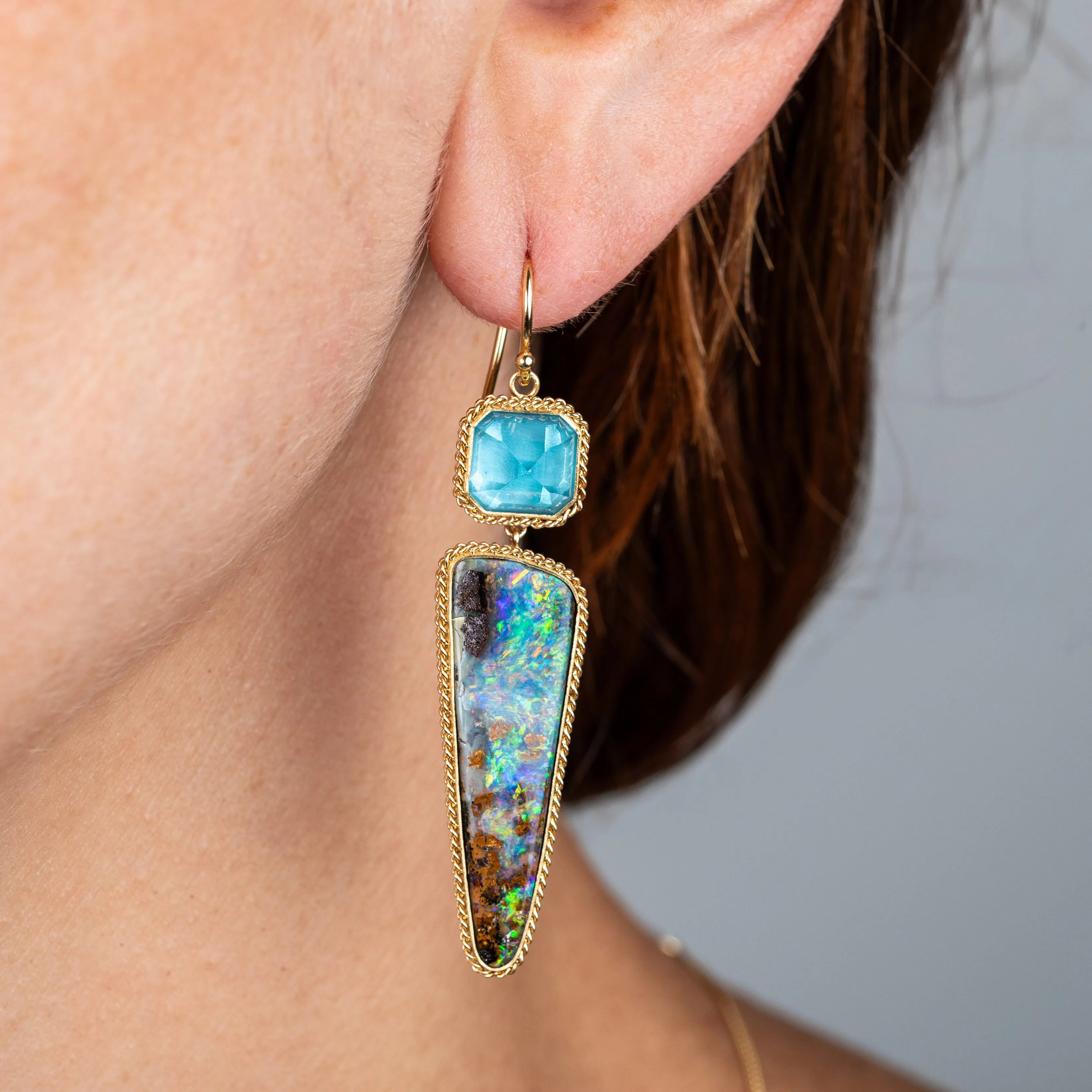 Oceanic Boulder Opal Drop Earrings