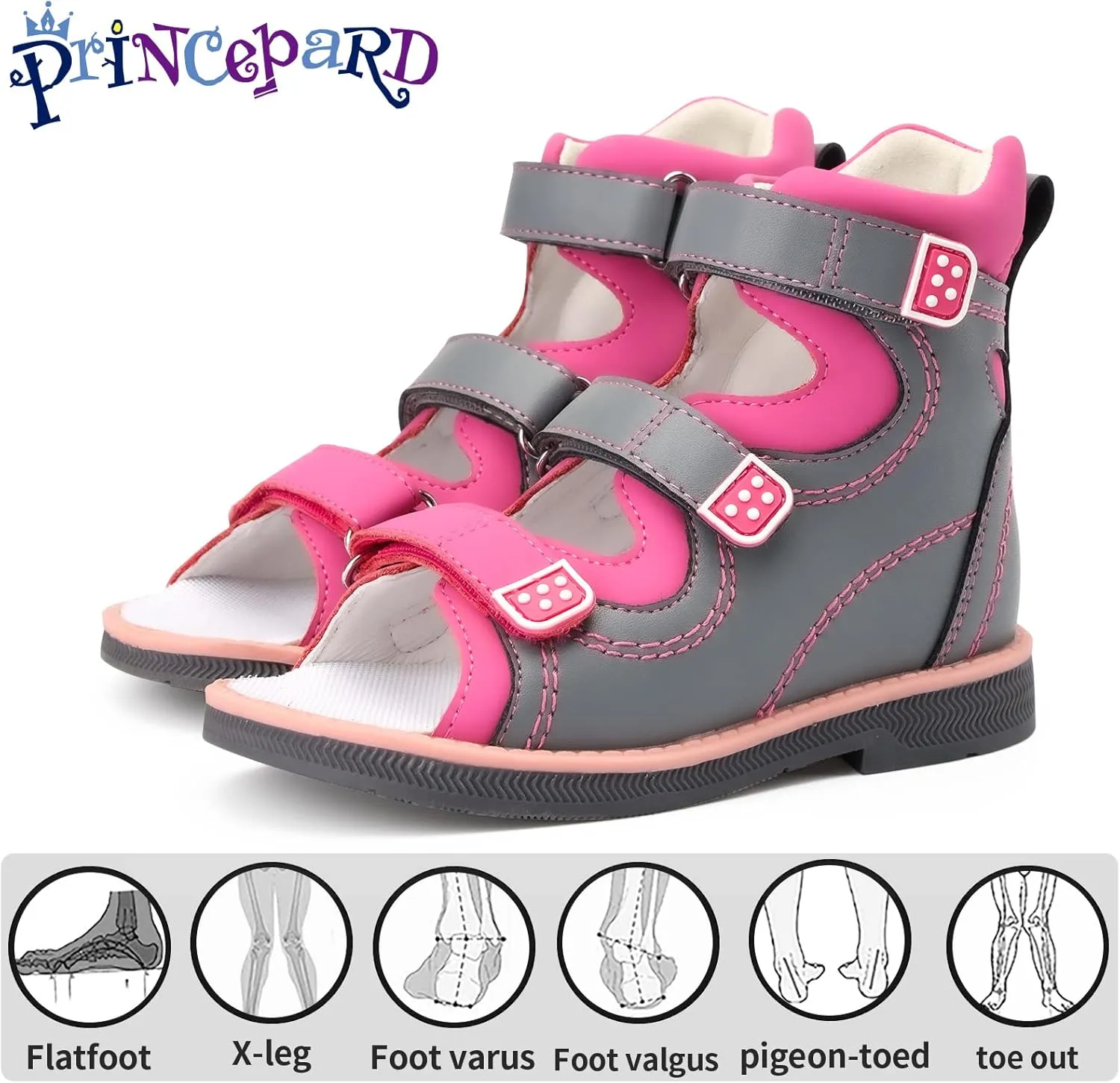 Orthopedic Corrective Sandals for Kids,Children Summer High Top Shoes for Girls and Boys with Arch and Ankle Support,Anti-slip Soles