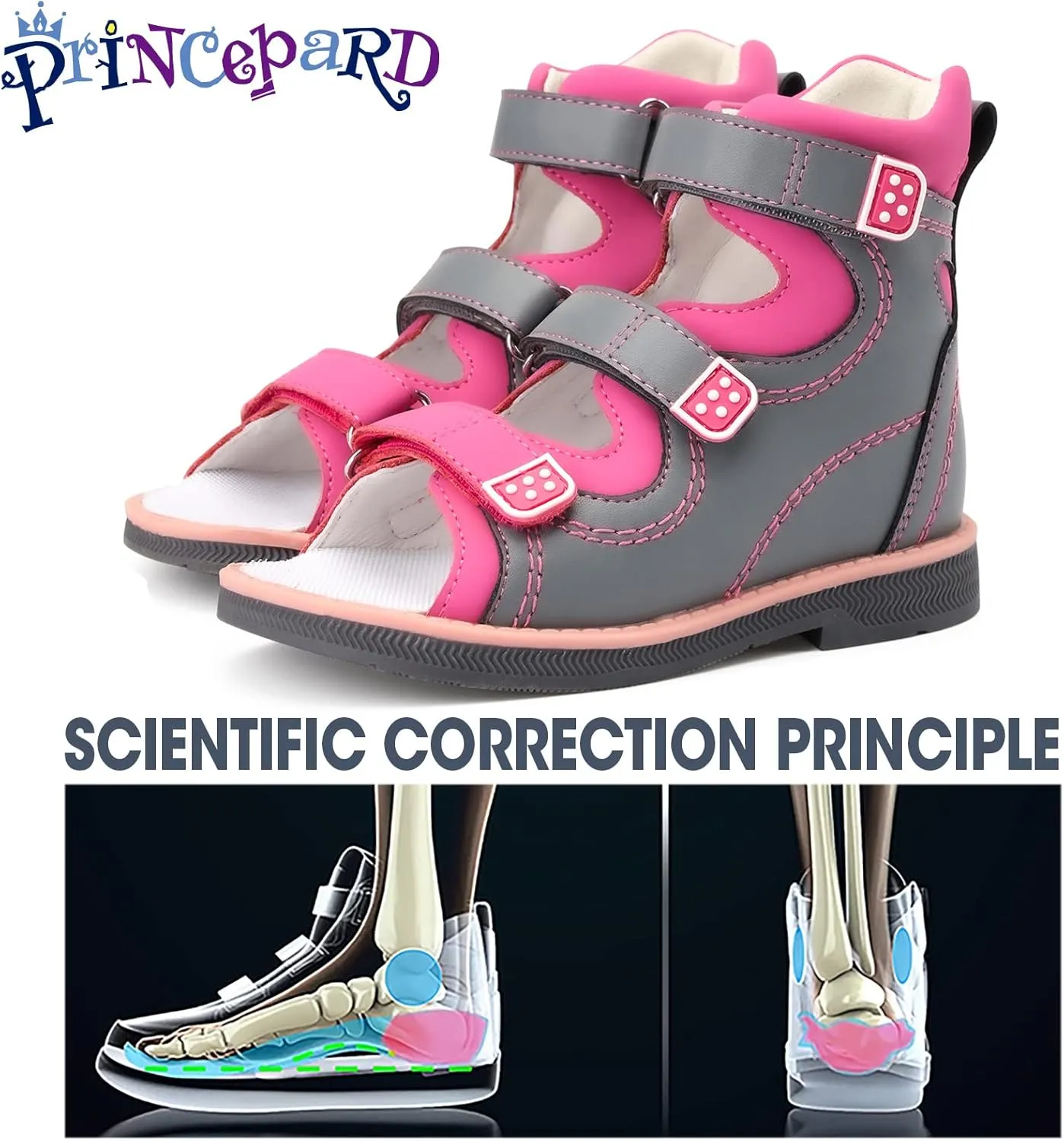 Orthopedic Corrective Sandals for Kids,Children Summer High Top Shoes for Girls and Boys with Arch and Ankle Support,Anti-slip Soles