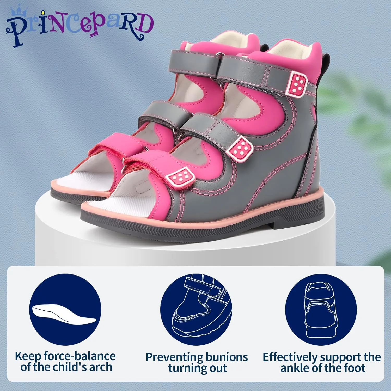 Orthopedic Corrective Sandals for Kids,Children Summer High Top Shoes for Girls and Boys with Arch and Ankle Support,Anti-slip Soles