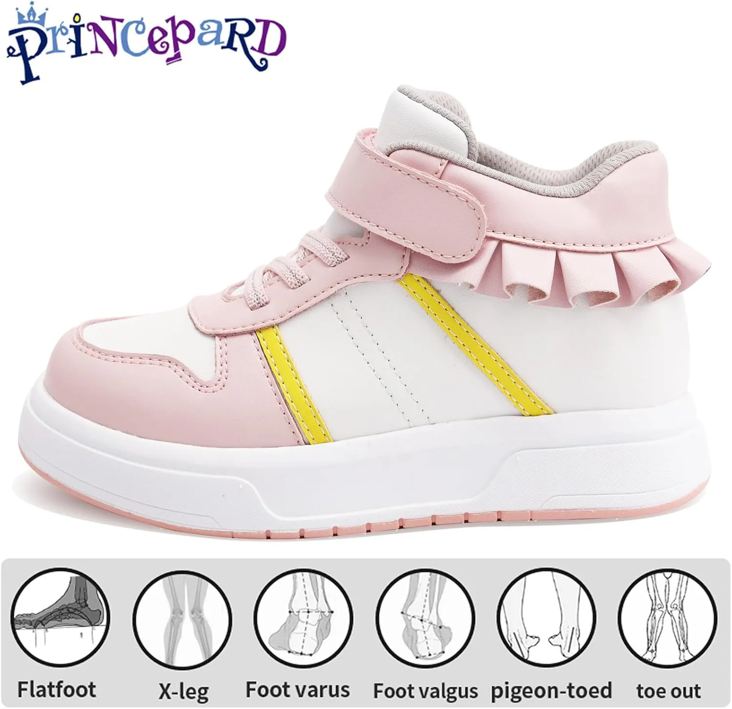 Orthopedic Shoes for Girls with Ankle and Arch Support,Fashion Thick Sole Sneakers with Skirt Decoration
