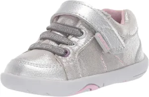 Pediped Baby Girls Dani First Walker Shoe, Silver Shimmer, 7 Infant