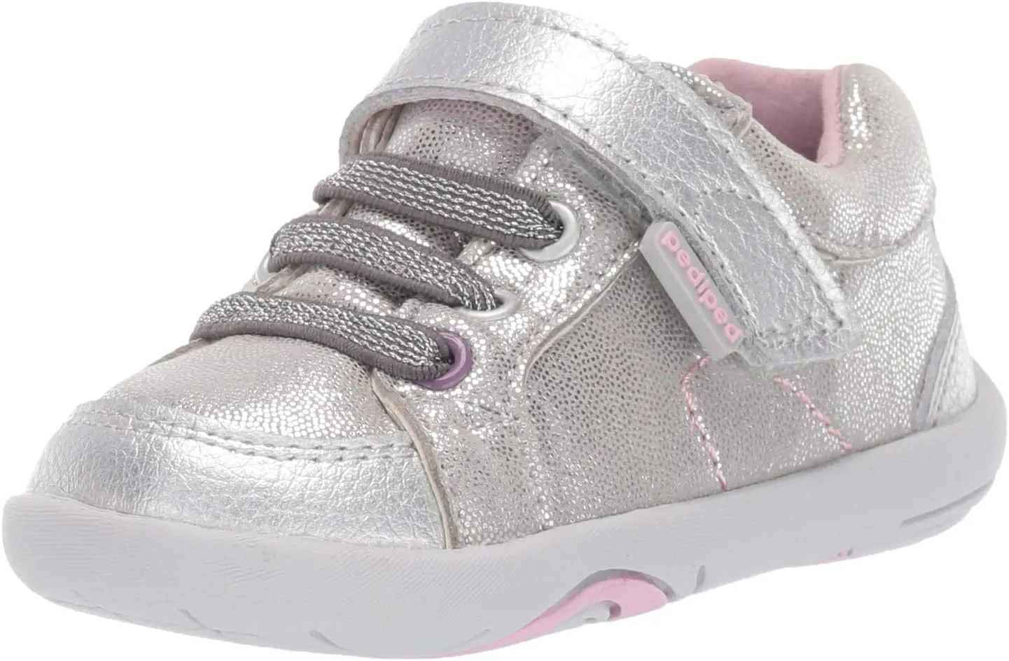 Pediped Baby Girls Dani First Walker Shoe, Silver Shimmer, 7 Infant