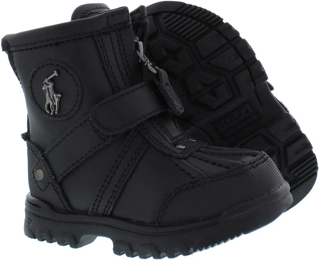 POLO RALPH LAUREN Boy's Conquered Hi Boot, Chocolate/Tan Leather Combat
