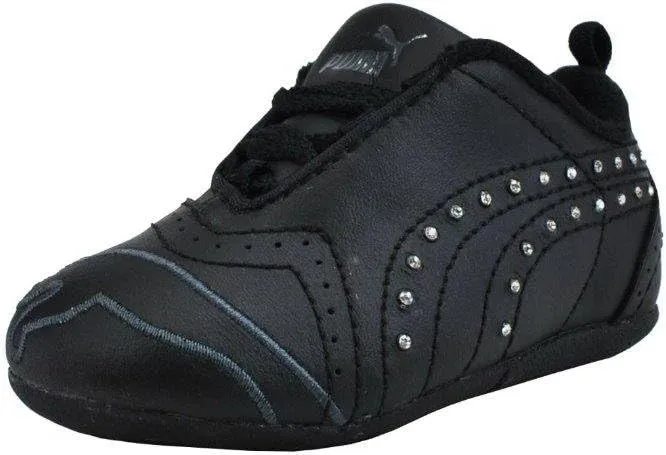 PUMA Shoes Sela Diamond Rhinestone Infant Toddler Black Sneakers (7 M US Toddler)