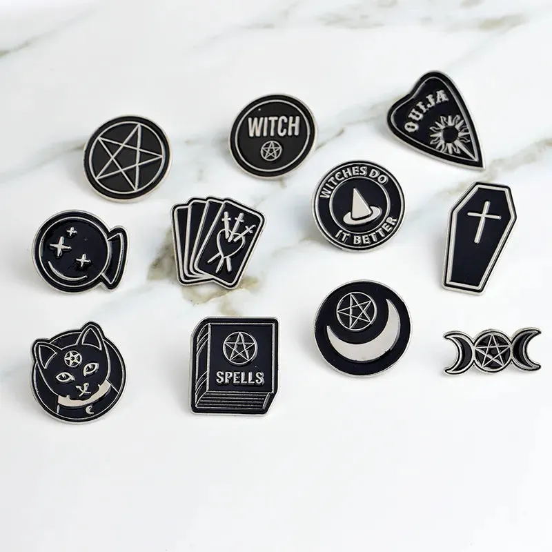Punk Trendy WITCH kitty enamel pins